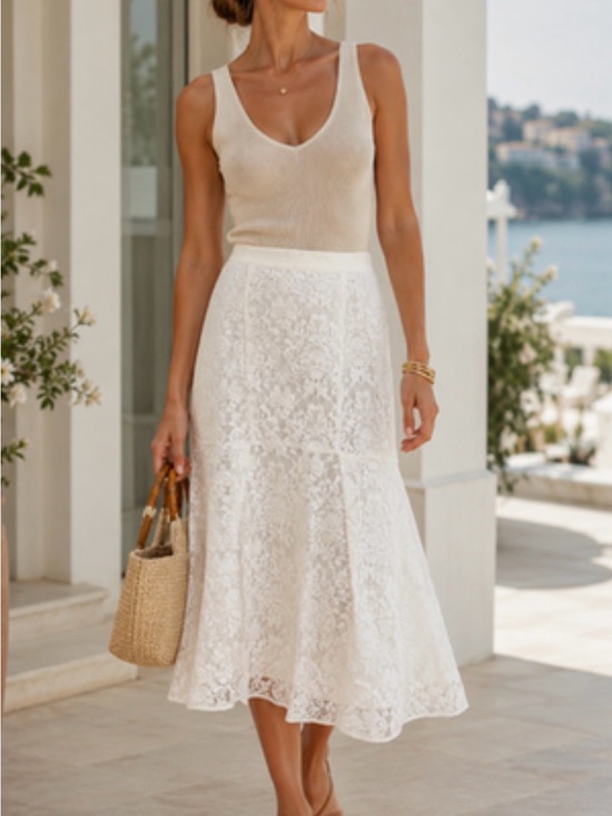 Rebecca Taylor Dresses & Skirts - Rebecca Taylor Cream Lace A-Line Skirt